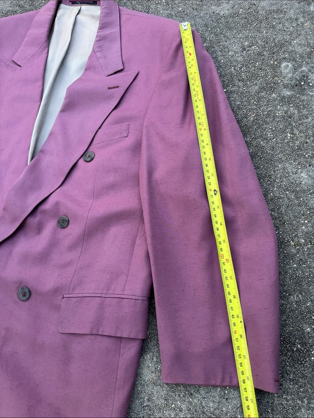 VTG Ferrini Men's Double-Breasted Mauve Pink Blazer 40R